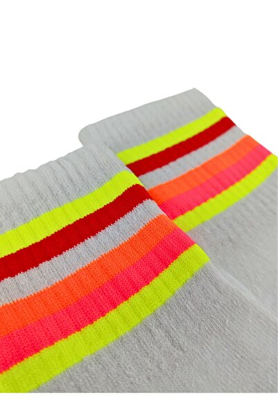 Shuttle Park Унисекс чорапи за колеж с бели неонови райета