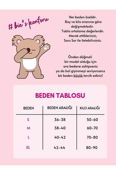 bie's Set de pijamale din lână pentru femei cu model unicorn - guler cămașă, nasturi în față, mânecă lungă - slim fit