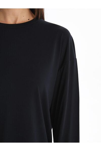 LC Waikiki LCW Modest Bisiklet Yaka Düz Uzun Kollu Kadın Tunik