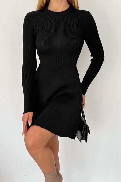 FEMELLE Rochie de damă din tricotaj cu nervuri negre - Mărime de bază