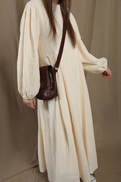 ZÜLAYS Müslin Klasik Elbise Krem