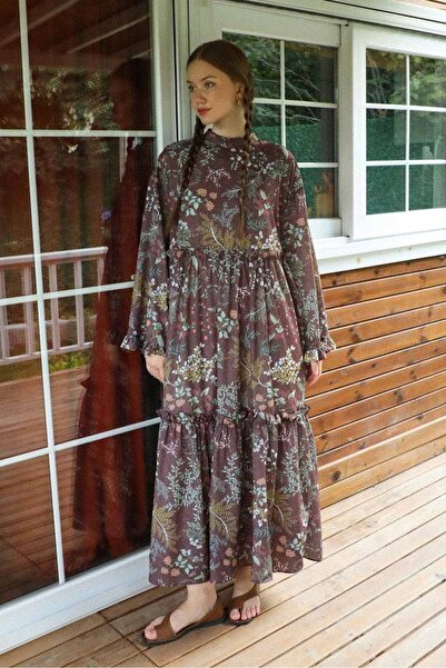 ZÜLAYS Yaz Çiçeği Elbise Gül Kurusu