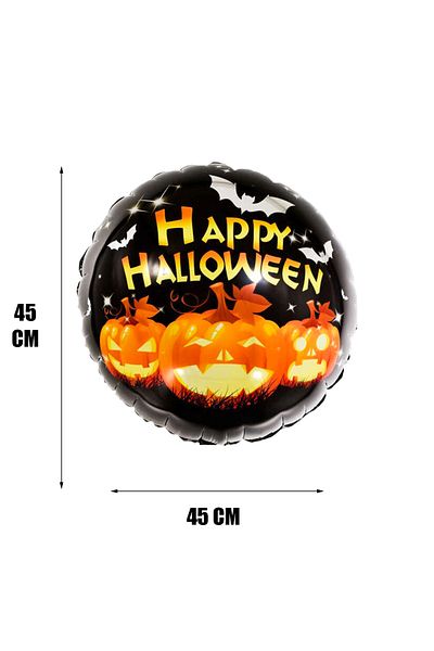 Yusuf Dirik YD Party Supplies 45 cm Round Foil Balloon - with Halloween Writing and Pumpkin