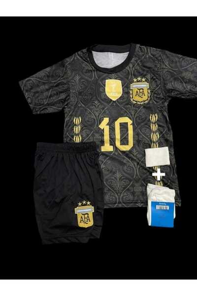 Lion Spor Set de 4 Messi Argentina pentru copii - Cadou de tricou pentru covoare și teren