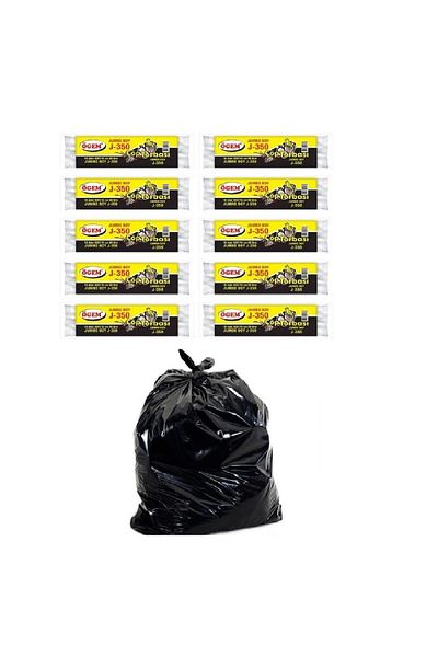 Ögem J-350 Jumbo Size Black Garbage Bag - 80x110 Cm, 90 Lt, 10 Rolls, 10 packs