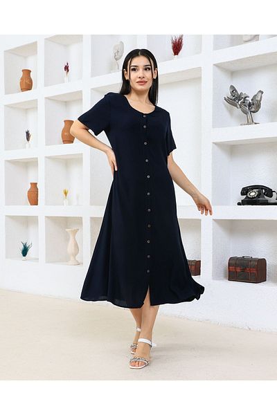 HANIMCA GİYİM Women's Summer Dress - Buttoned, 100% Viscose