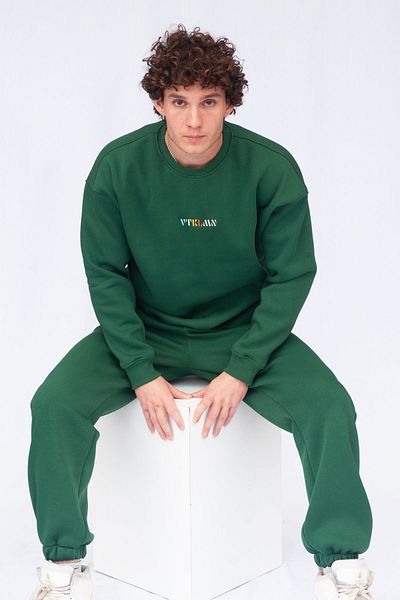 Vatkalimon Unisex Oversize Σκούρο Πράσινο Φούτερ