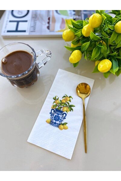 busrasdesign Bleu Blanc Limon Sunum Peçetesi 16lı