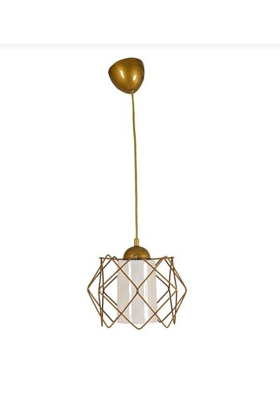 Semboldekor Antique Detailed White Mica Single Square Chandelier