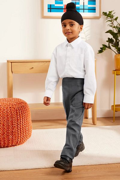 BayBayan High Waist Gray Woven Children's School Pants