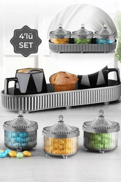 SİHİRLİ AYAKLAR 4-piece Gray Spice Rack Organizer - Ideal for Product Design