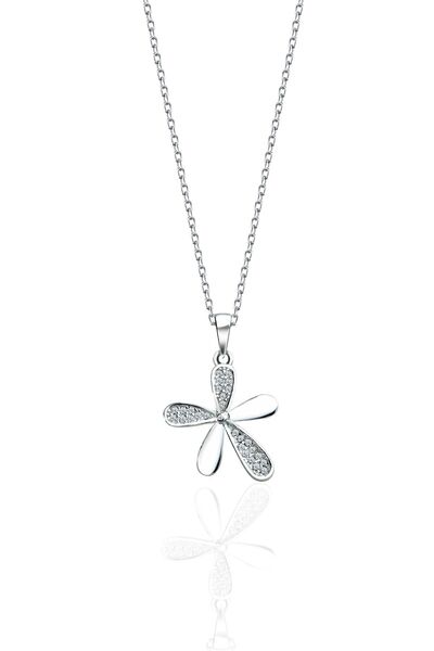 jelux silver Gümüş 925 Ayar Zirkon Taşlı Papatya Model Kolye