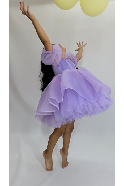 GNL BUTİK Çocuk Lila Parti Elbisesi