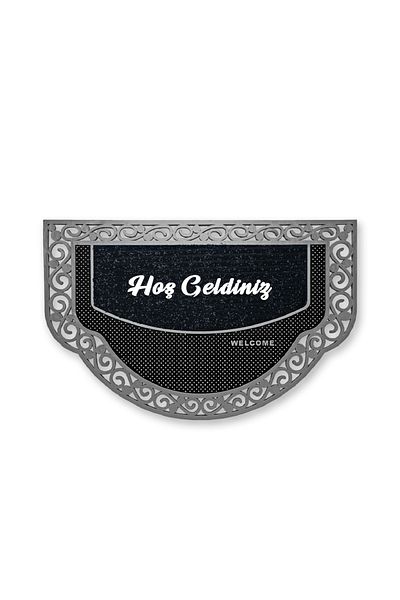 M&H Quality Black Decorative Door Mat - Welcome Written, Washable Dust Catcher