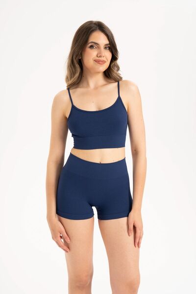 Formeasy Dikişsiz Yüksek Bel Fitilli Rahat Esnek Spor Kısa Şort 9004