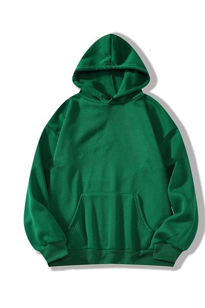 Benisengiydir Green Oversize Hooded Women's Sweatshirt - Basic