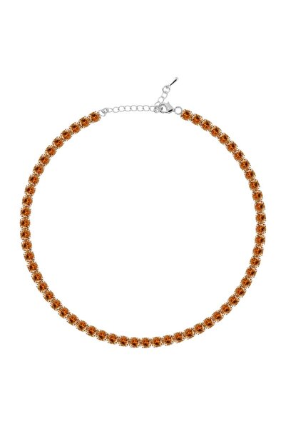 Merano Design 5mm Turuncu Rhodium Su Yolu Choker