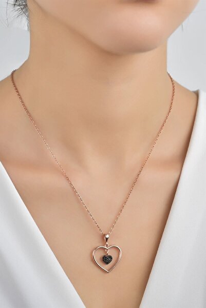 jelux silver Gümüş 925 Ayar Zirkon Taşlı Kalbimdesin Model Kolye