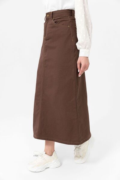 DeMim Campine Denim Skirt-brown