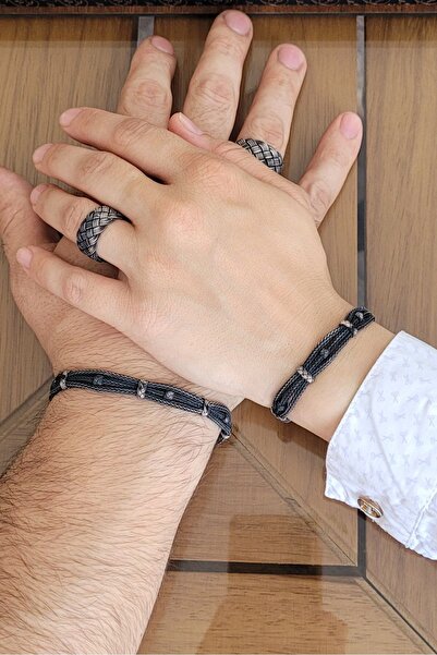 Piyera Gümüş Kazaziye Sevgili Kombini El Örgüsü Gümüş Bileklik