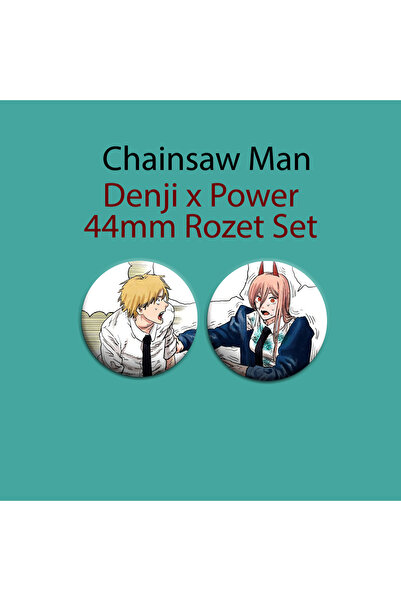 Nemika Chainsaw Man Denji x Power 2 ADET 44MM BUTON ROZET - ANİME ROZET
