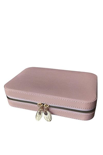 ÖZER KUTU Zippered Leather (Wooden Case) Large Size Jewelry, Travel and Jewelry Bag, Box Powder (14x21 Cm)