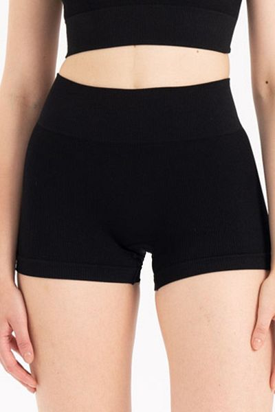 Formeasy High Waist Ribbed Seamless Stretchy Sports Short Shorts - 9020