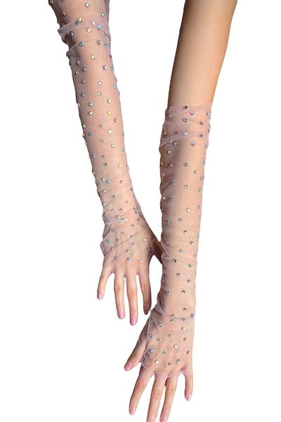 Parlajent Rhinestone TULE GLOVES PARTY GOWN WEDDING BRIDAL