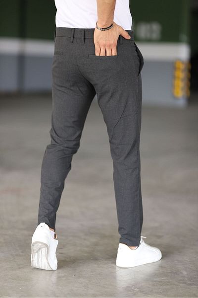Gavazzi Anthracite Men's Trousers - Italian Cut, High Quality, Flexible and Lycra Ankle Length