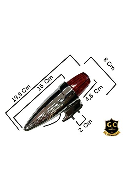 gcstore 1 Adet Kırmızı Kamyonet Tavan Lambası Nikelaj Abs Plastik Kasa 12v Ampüllü Roket Lamba