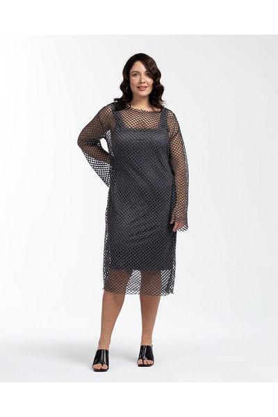 LUOKK Gale Plus Size Midi Length Mesh Dress