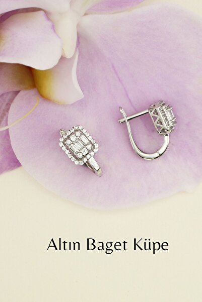 Hepimitu Baget Tektaş Altın Küpe - 14 ayar