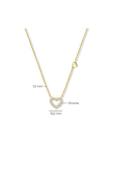 Hepimitu Taşlı Ikili Kalp Altın Kolye