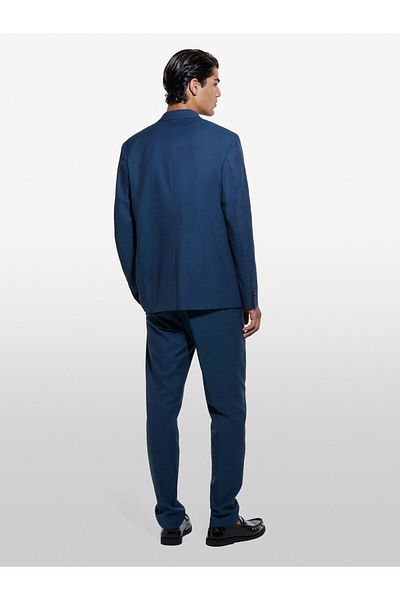 Sisley Men's Indigo Slim Fit Cotton Blended Trousers