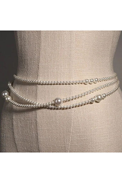 MODAMAYS 3'lü Incili Kadın Bel Kemer