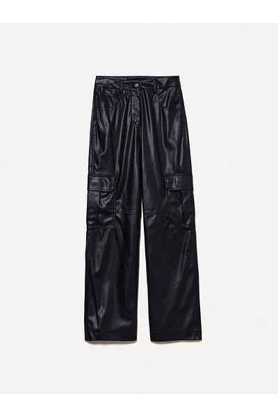 Sisley Black Women's Cargo Pants with 5 Pockets - Straight Leg