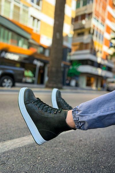 BZ Moda B055 Ανδρικά Αθλητικά Μποτάκια - Ορθοπεδική Σόλα, Casual Skin, Lace Up, Χακί