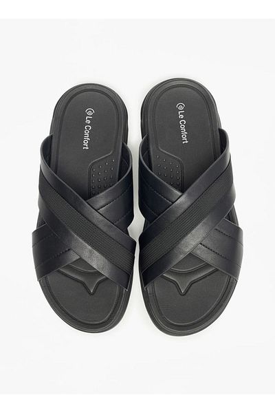 Le Confort Textured Slip-On Cross Strap Sandals