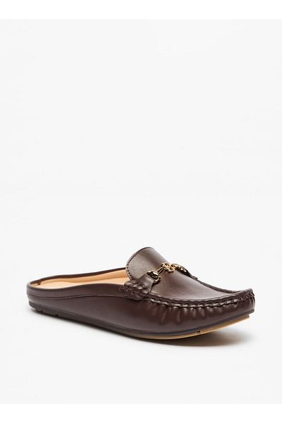 Flora Bella by Shoexpress Flora Bella Solid Slip-On Mules with Metal Accent