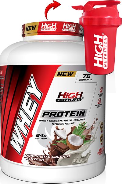 High Nutrition 24 Gram 76 Serve Whey Protein - Chocolate, Coconut Flavored Powder
