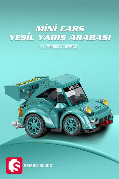 Sembo Block سيارات سباق خضراء صغيرة 197 قطعة من مكعبات البناء المتوافقة مع Lego ( 714505 أ)
