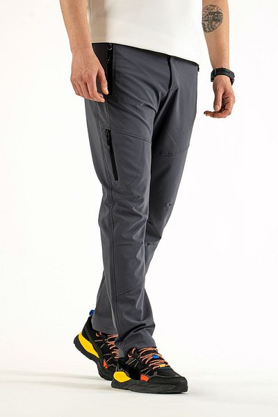 Souris Pantaloni pentru bărbați, gri, respirabili, din Lycra, cu 4 buzunare