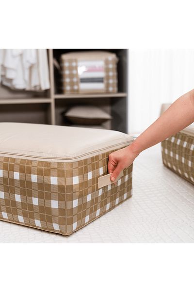 AYHANHOME Organizer κάτω από βαλίτσα με καρό σχέδιο - Μικρό μέγεθος, αποθήκευση και αποθήκευση 30x20x15cm