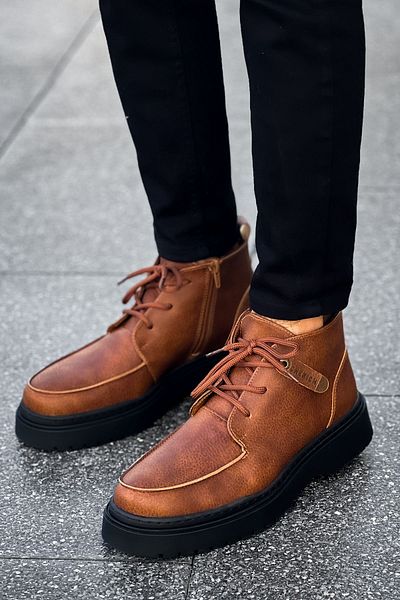 BZ Moda Ανδρικά αθλητικά μποτάκια B213 Bryggen - Ορθοπεδική σόλα, καθημερινό δέρμα με κορδόνια και φερμουάρ