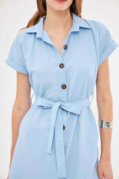 armonika Baby Blue κοντομάνικο πουκάμισο φόρεμα - Ζώνη, ARM-19Y 001068