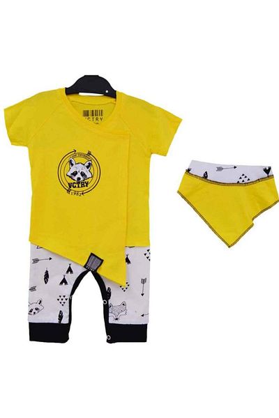Victory 87036 Model Raccoon Patterned Double Breasted Jumpsuit with Scarf