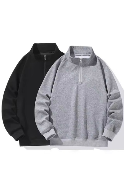 BYMEER سترة من النوع الثقيل باللونين الأسود والرمادي