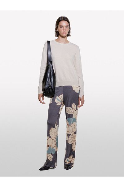 Sisley Women's Cream Cashmere Blended Regular Fit Sweater
