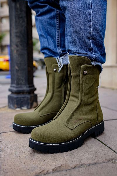 BZ Moda B027 Κεμπέκ - Ανδρικές μπότες από σουέτ με ορθοπεδική σόλα με φερμουάρ SST Khaki