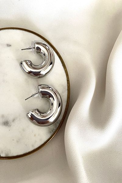 gaila design Balloon Open Hoop Silver Color Earrings